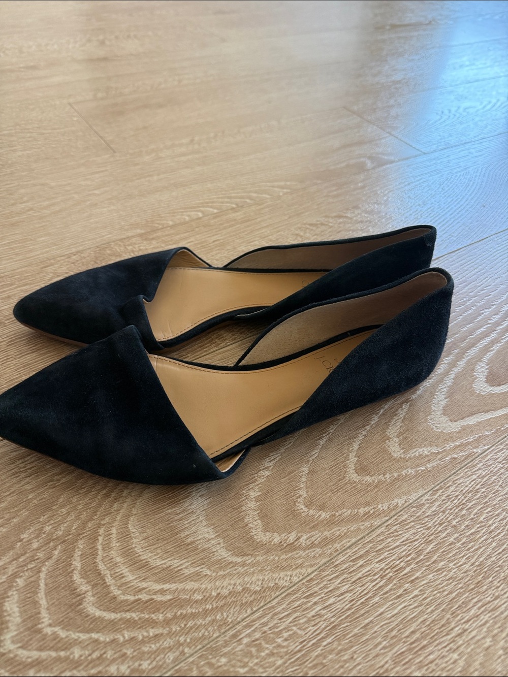 J. Crew Black Suede Pointed D'Orsay Flats
